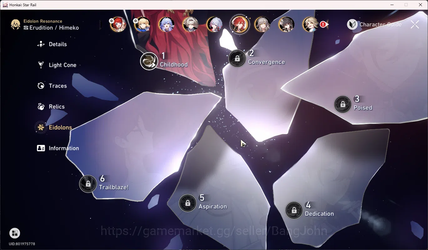 Honkai Star Rail Accounts Others ASIA | TL 70 | Limit 22 | Costume Ruan Mei | Acheron S1 | Cyerene | Tribbie | Saber | Robin 5