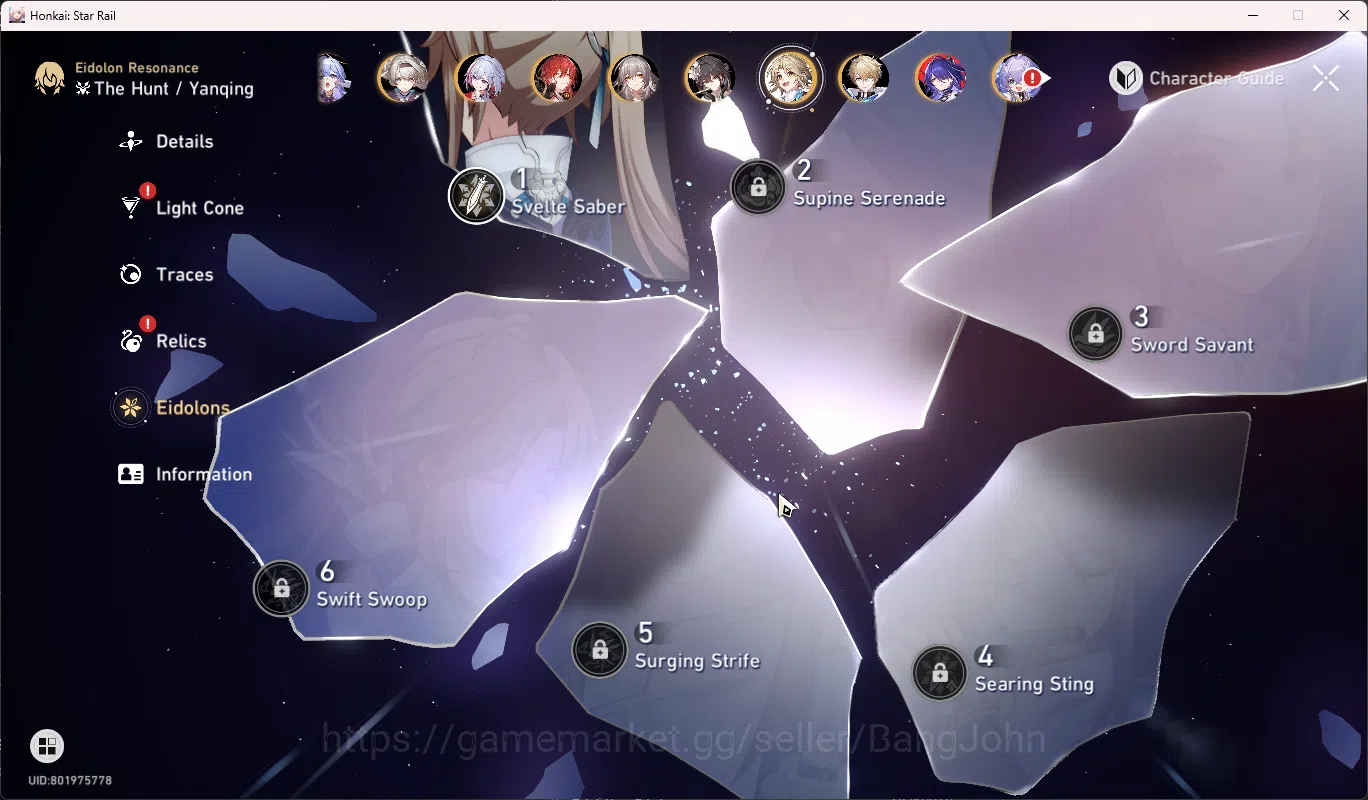 Honkai Star Rail Accounts Others ASIA | TL 70 | Limit 22 | Costume Ruan Mei | Acheron S1 | Cyerene | Tribbie | Saber | Robin 6