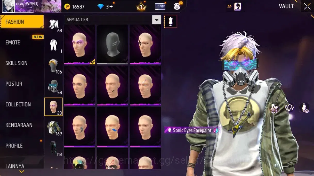 Free Fire Accounts Indonesia | Lv55 |Legend Scar GoldenStriker&Paradi image 10