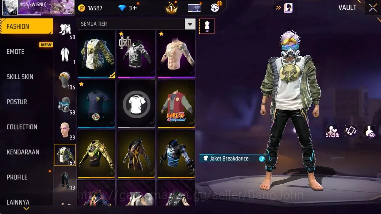 Free Fire Accounts Indonesia | Lv55 |Legend Scar GoldenStriker&Paradi image 11