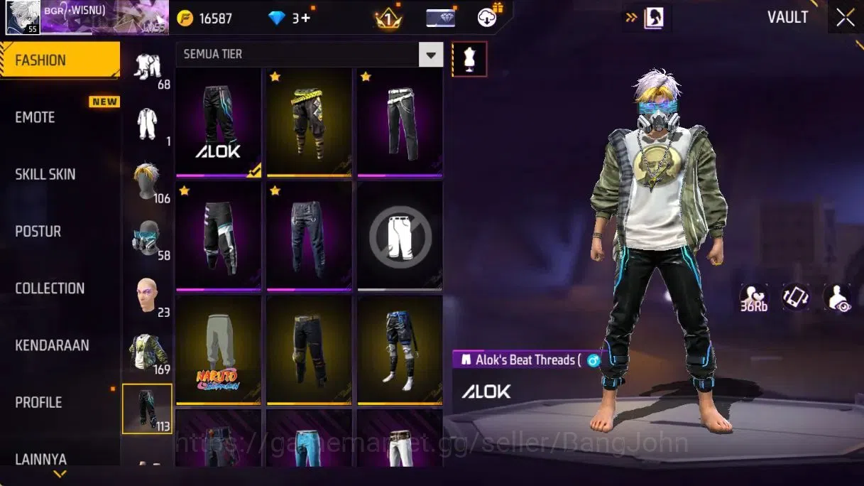 Free Fire Accounts Indonesia | Lv55 |Legend Scar GoldenStriker&Paradi image 12