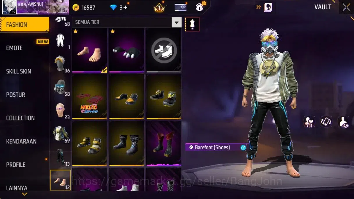 Free Fire Accounts Indonesia | Lv55 |Legend Scar GoldenStriker&Paradi image 13