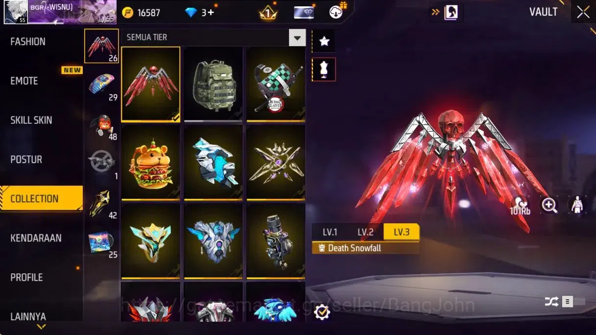 Free Fire Accounts Indonesia | Lv55 |Legend Scar GoldenStriker&Paradi image 15
