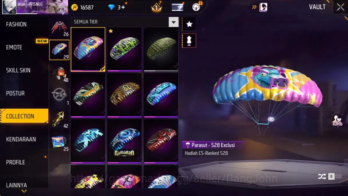 Free Fire Accounts Indonesia | Lv55 |Legend Scar GoldenStriker&Paradi image 16
