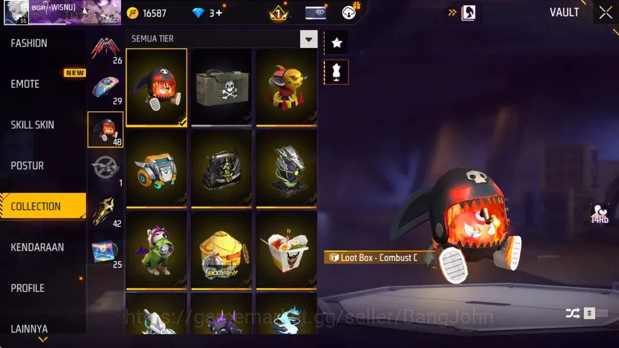 Free Fire Accounts Indonesia | Lv55 |Legend Scar GoldenStriker&Paradi image 17