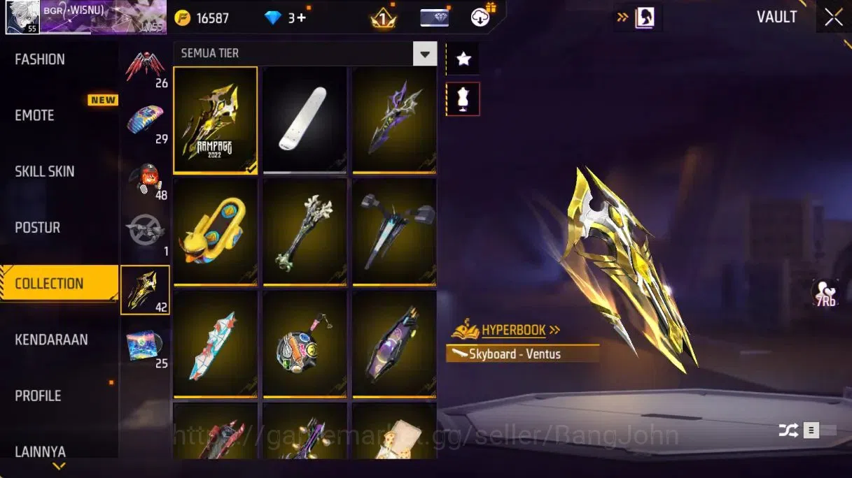 Free Fire Accounts Indonesia | Lv55 |Legend Scar GoldenStriker&Paradi image 18