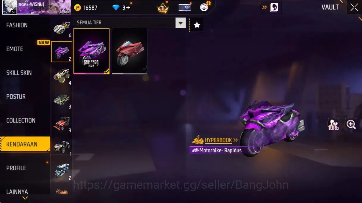 Free Fire Accounts Indonesia | Lv55 |Legend Scar GoldenStriker&Paradi image 20
