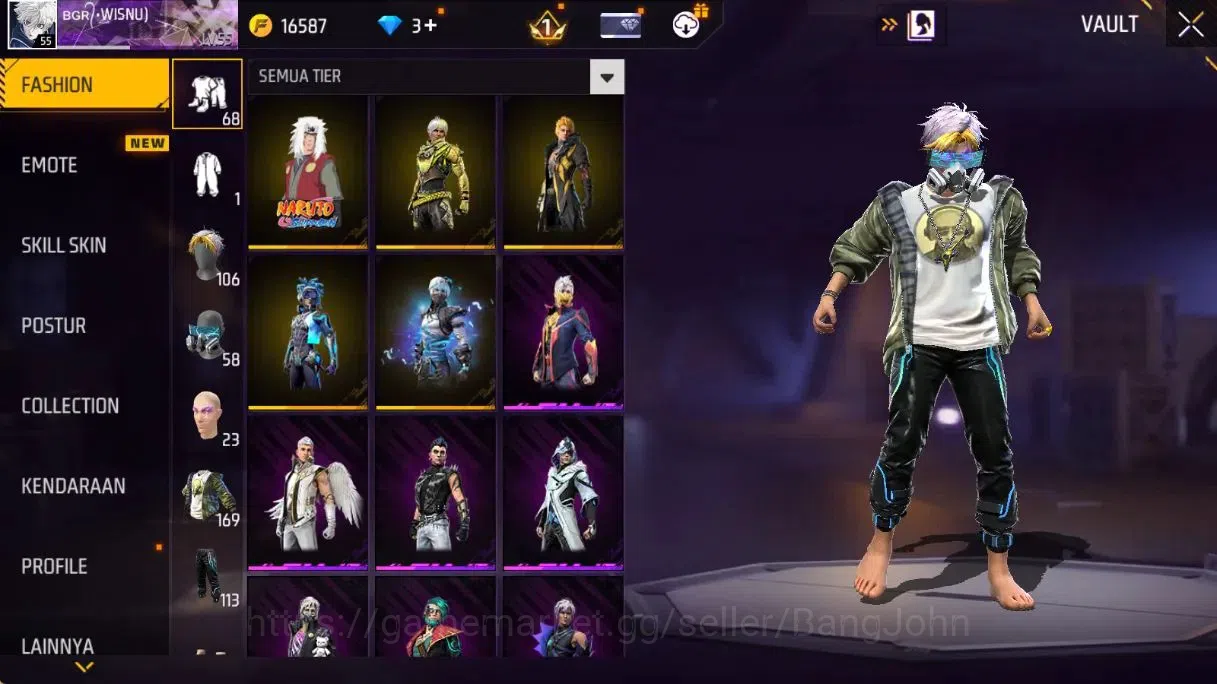 Free Fire Accounts Indonesia | Lv55 |Legend Scar GoldenStriker&Paradi image 6