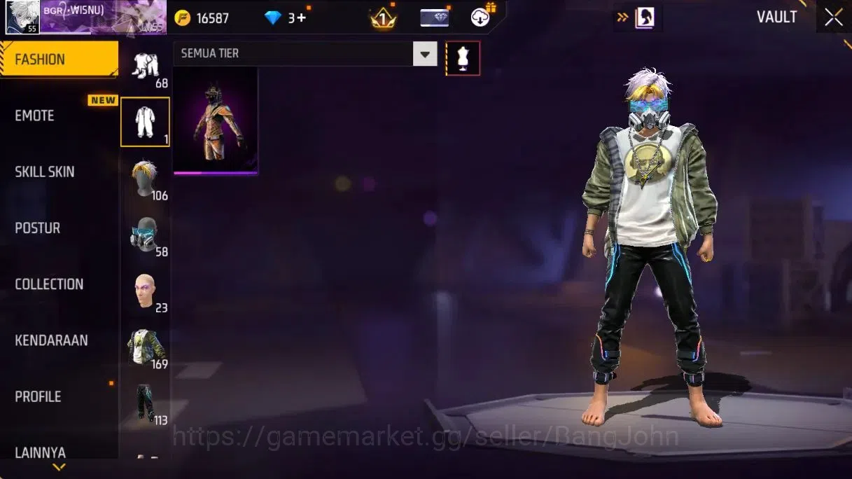 Free Fire Accounts Indonesia | Lv55 |Legend Scar GoldenStriker&Paradi image 7