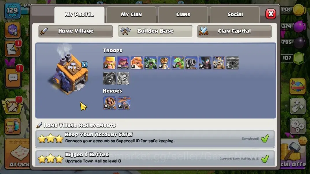 Clash of Clans Accounts TH 15-BH 8|LV 129|HH 8|BK 36,AQ 35,GW 19,MP 16,RC  image 6