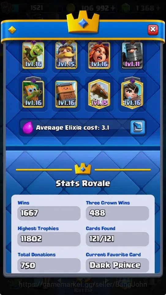Clash Royale Accounts Mobile |KTL 15|Trophy 11773|4 Max Lv16|3 Heroes|10 image 20