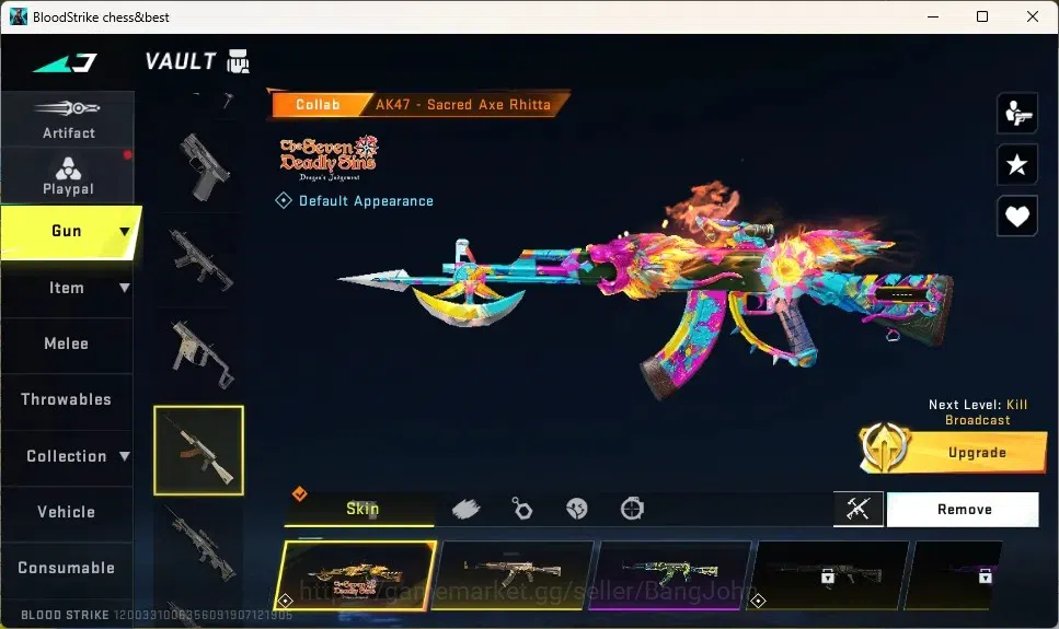 Blood Strike Accounts Collab Skin ASIA |1 Eternal Desert Eagle | Collab Guns : 4 7DS,2EVA,2TR | 7 Ultra |1 Name Changing 5