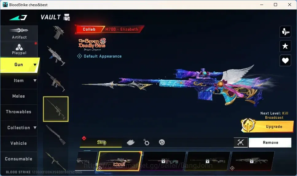 Blood Strike Accounts Collab Skin ASIA |1 Eternal Desert Eagle | Collab Guns : 4 7DS,2EVA,2TR | 7 Ultra |1 Name Changing 9