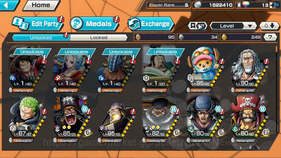 One Piece Bounty Rush Accounts Global|4 EX| T5E St.Jaygarcia Saturn,T4E Marshall  image 5