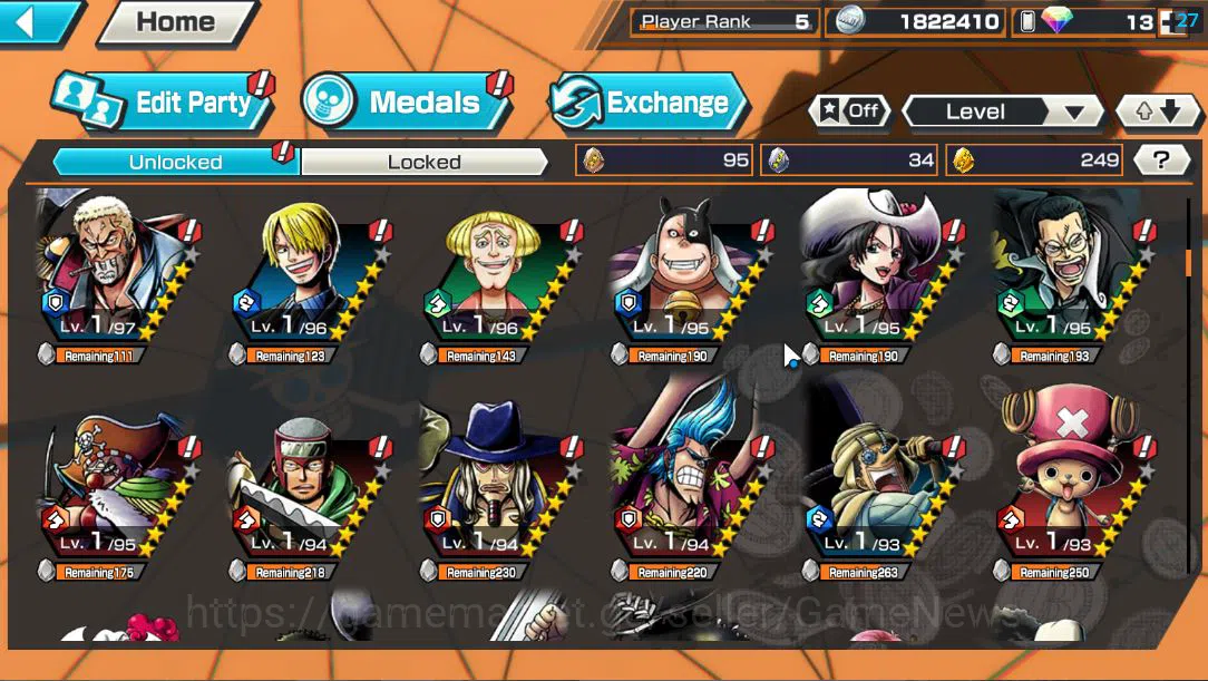 One Piece Bounty Rush Accounts Global|4 EX| T5E St.Jaygarcia Saturn,T4E Marshall  image 7