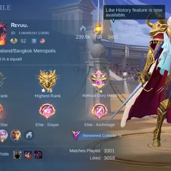 Mobile Legends: Bang Bang Accounts Others Global|Skin 224|Renowned|KOF Karina,Sanrio Floryn,KFP Thamuz,LBox Lancelot,PACE