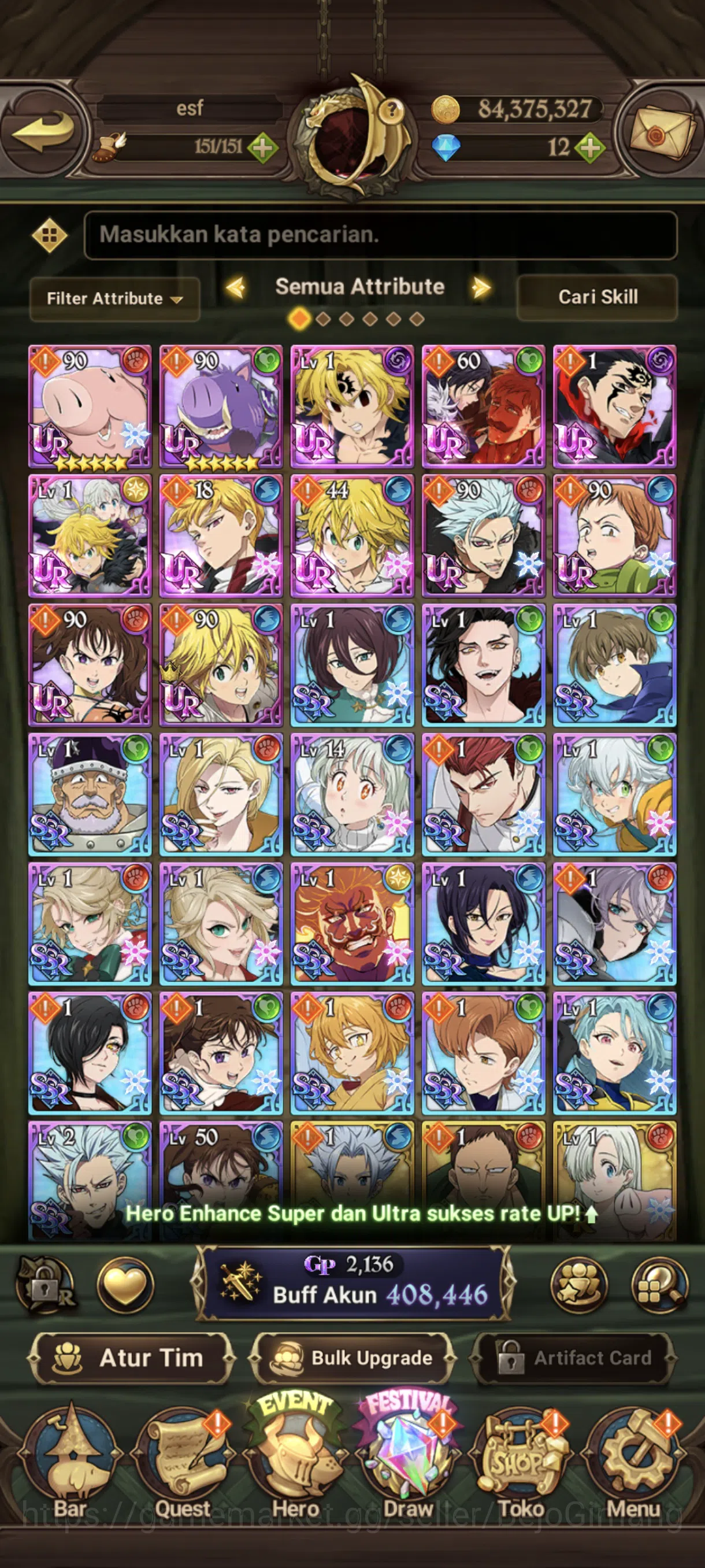 The Seven Deadly Sins: Grand Cross Accounts Starter Starter Asia CC 408K|Chapter 6|6UR+UR Sellector:Nemesis Meli 1