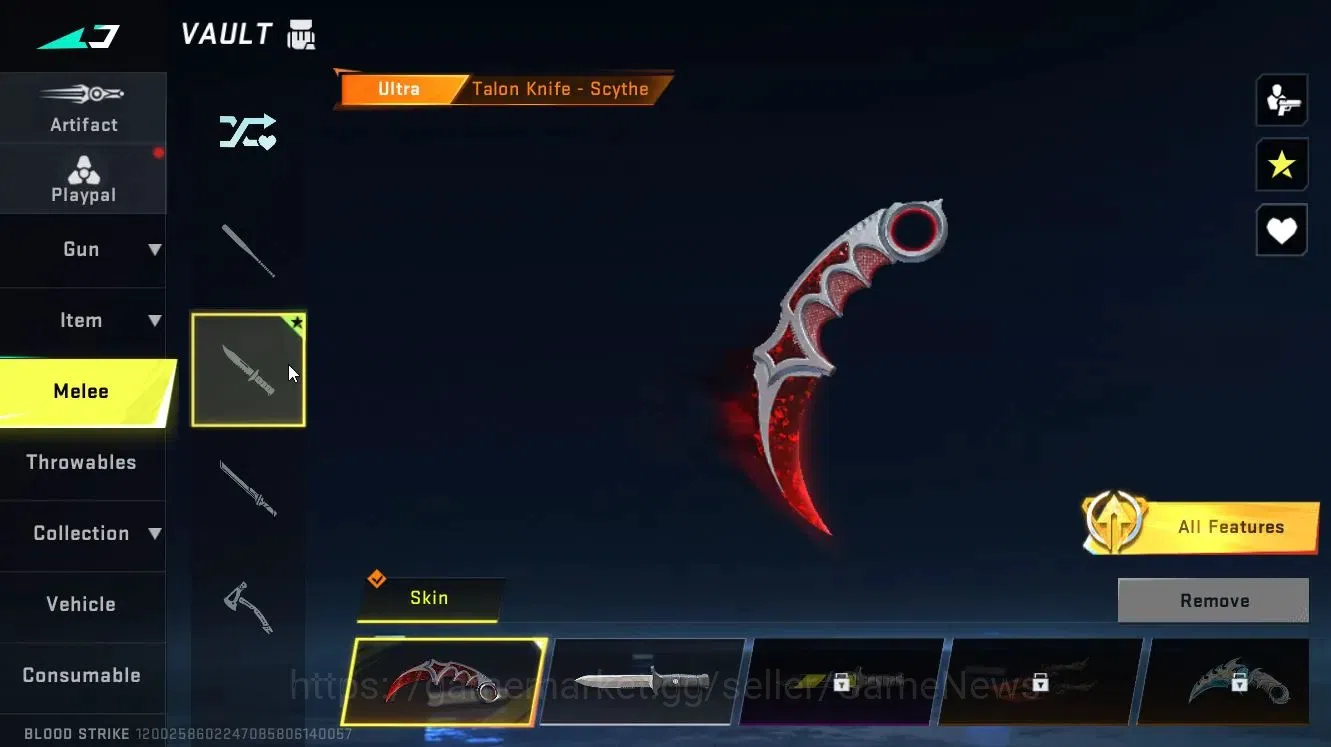 Blood Strike Accounts ASIA|ULTRA Melee TALON Knife-Scythe+[Origin12,INP9 image 6