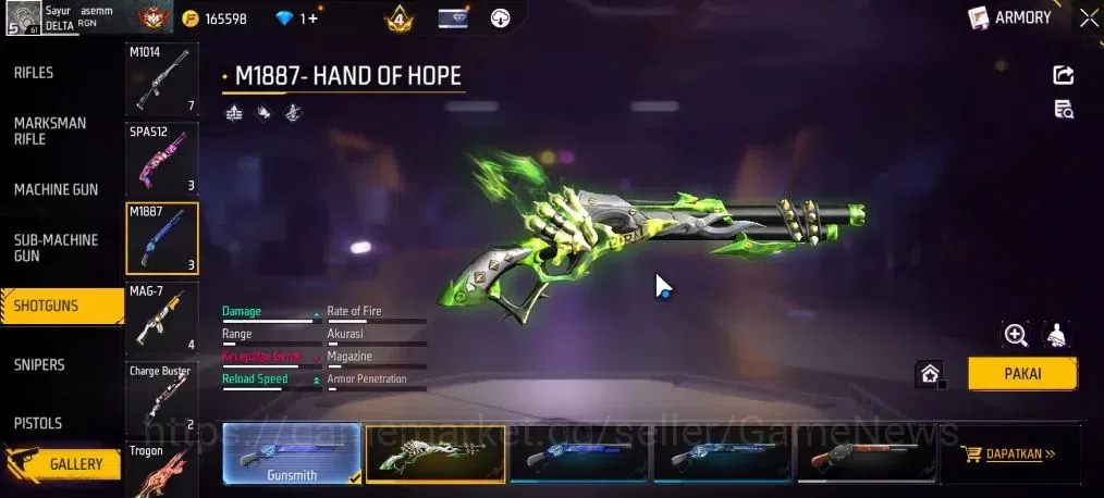 Free Fire Accounts Indonesia|M1887 Hand Of Hope|SCAR Megalodon Alpha  image 4