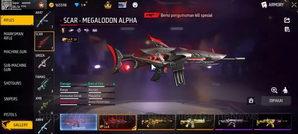 Free Fire Accounts Indonesia|M1887 Hand Of Hope|SCAR Megalodon Alpha  image 7