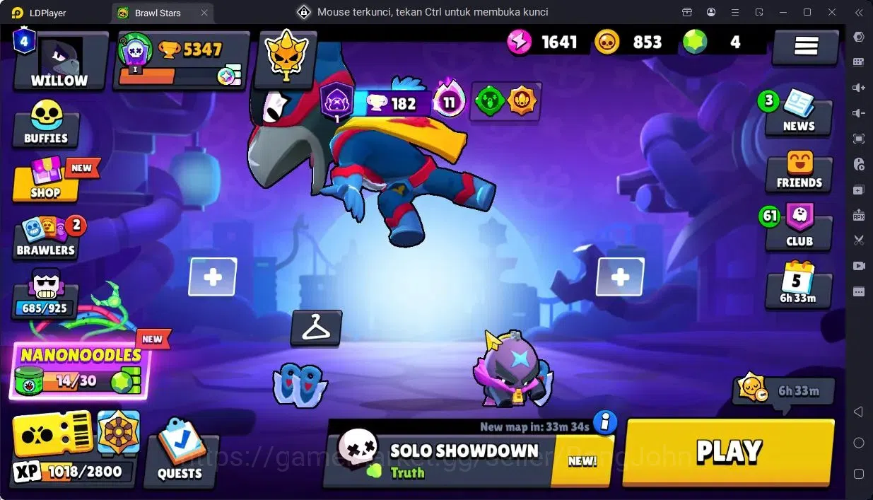 Brawl Stars Accounts Trophy 5342|30 Brawler|4 Max HC(Shelly,Edgar,Crow,Kenji)|1 Legendary,3Mythic 3Epic Skins|1625 1