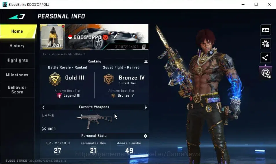 Blood Strike Accounts ASIA|2 ETERNAL[MP5-Dominator Lv2,AUG-Empyrean]|Mel image 2