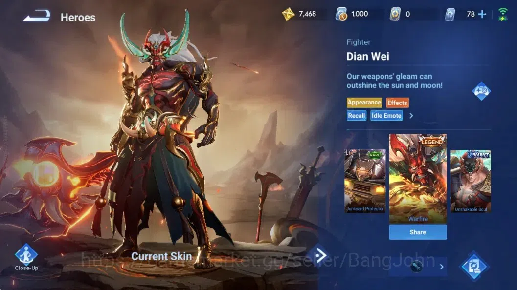 Honor of Kings Accounts Global|29H 13S|Legend [Dian Wei]|Limited [Daji]|Ep image 4
