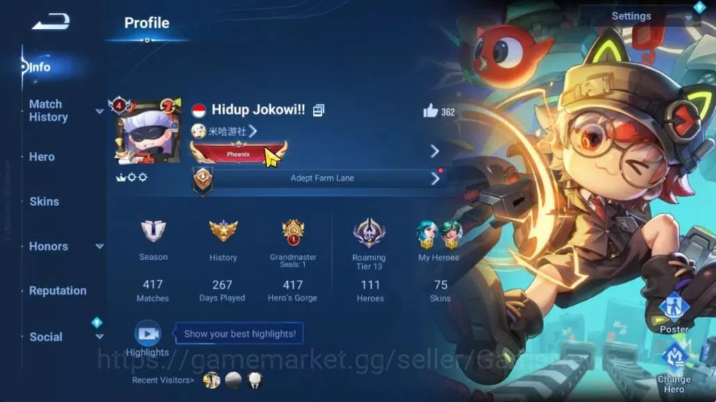 Honor of Kings Accounts Hero111 Skin75|Blessed Luban No.7,Sanxingdui Hou Y image 2