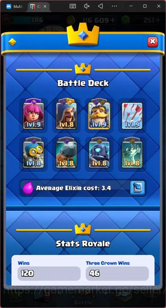 Clash Royale Accounts Mobile |KTL 9|Trophy 3045|50 Cards|4 Lv9 Cards|1 H image 5