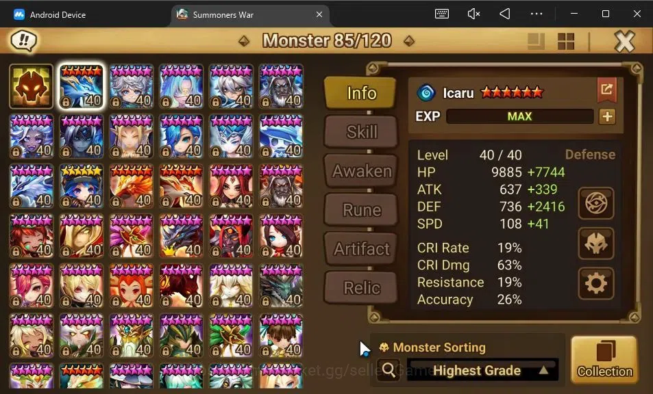 Summoners War: Sky Arena Accounts GLOBAL Lv100|3 LD[Benedict,Shun,Kuvarci]|43 Total  image 10