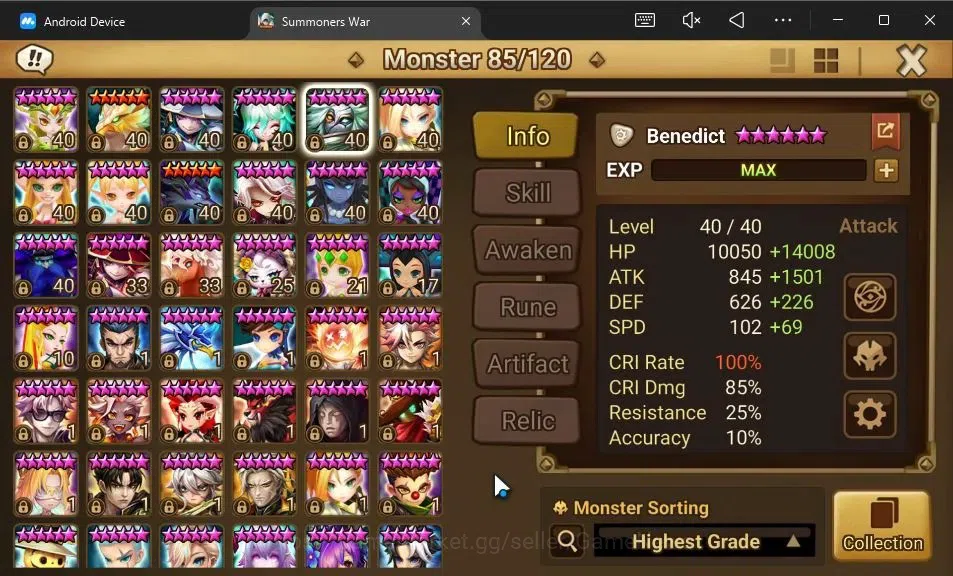 Summoners War: Sky Arena Accounts GLOBAL Lv100|3 LD[Benedict,Shun,Kuvarci]|43 Total  image 11