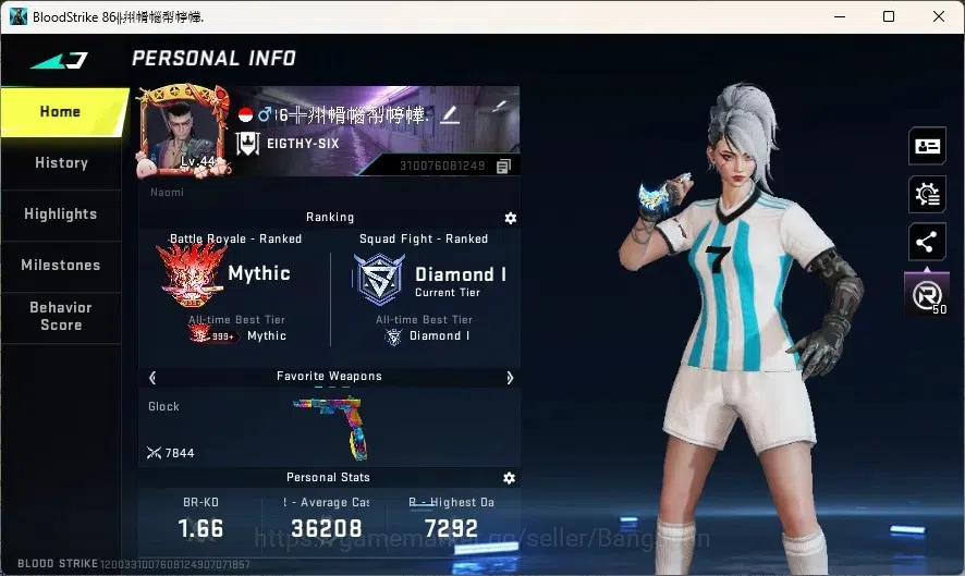 Blood Strike Accounts Collab Skin ASIA |Collab TR Melee: Katana|2 TR Guns|2Collab Strikers|1 Ultra Melee Talon Knife|1 Ultra 1