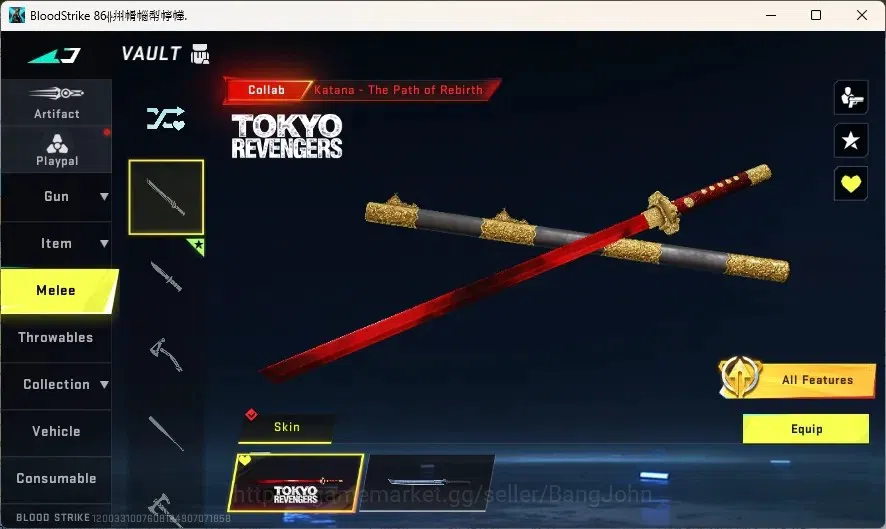 Blood Strike Accounts Collab Skin ASIA |Collab TR Melee: Katana|2 TR Guns|2Collab Strikers|1 Ultra Melee Talon Knife|1 Ultra 5