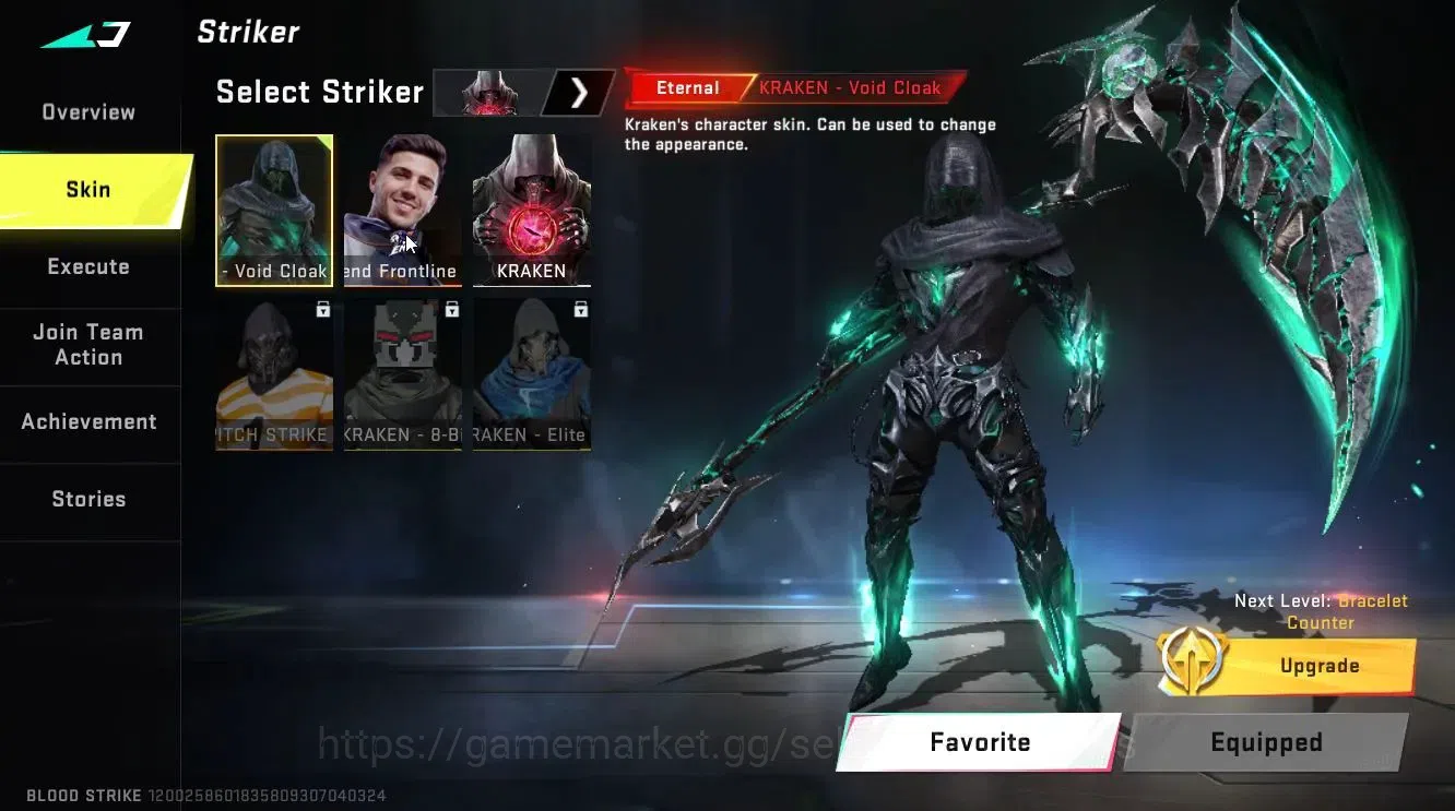 Blood Strike Accounts Collab Skin ASIA|ETERNAL KRAKEN-Void Cloak|Collab TOKREV [Jack,MCX]+ENZO Kraken|10 10