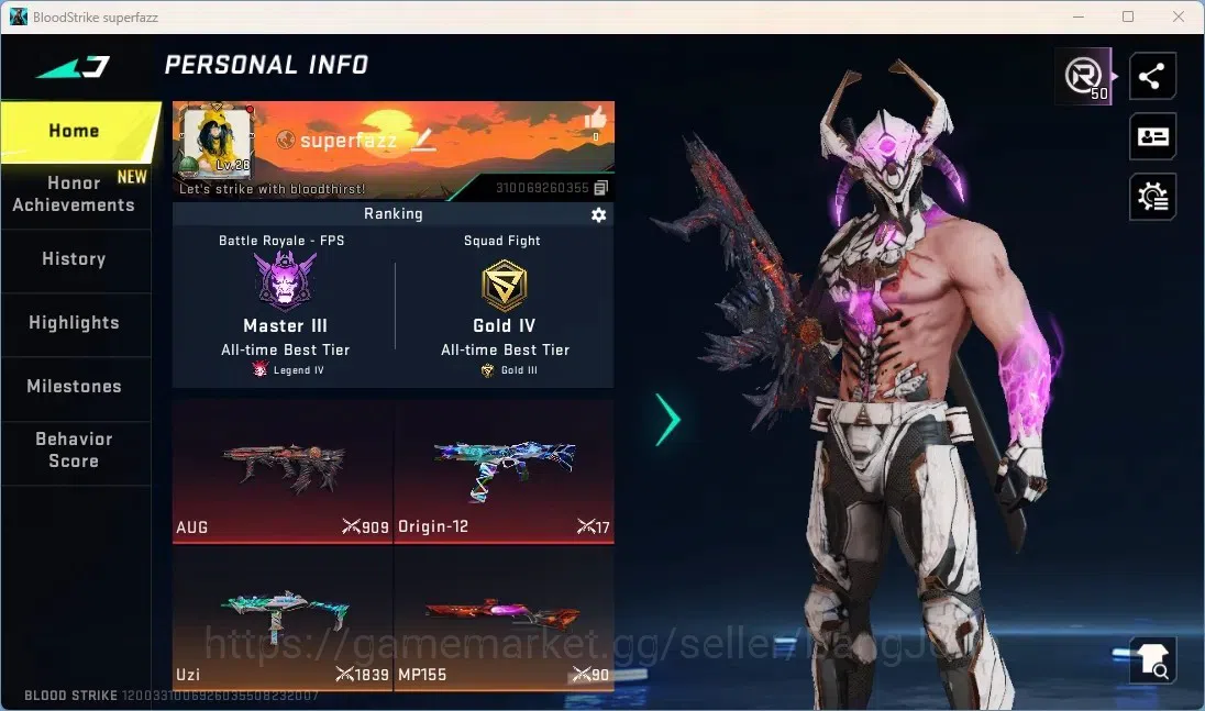 Blood Strike Accounts Others ASIA | 1 Eeternal Gun: AUG-Requiem Lv.2|1 OPM Gun|3 Ultra Guns|4 Ultra Striker|Check SS BS3037B 1