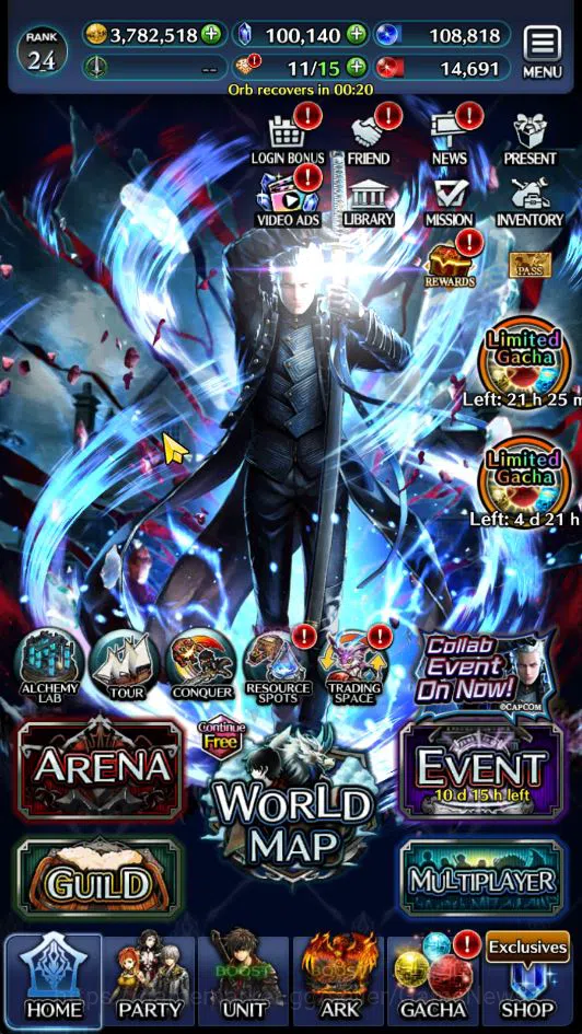 Last Cloudia Accounts GLOBAL Rank 24| 100k Crystal| Collab DMC Vergil +T image 5