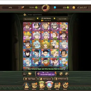 The Seven Deadly Sins: Grand Cross Accounts Endgame Global|463,415 Power |108 Diamonds|LR:Elizabet|Full Colab