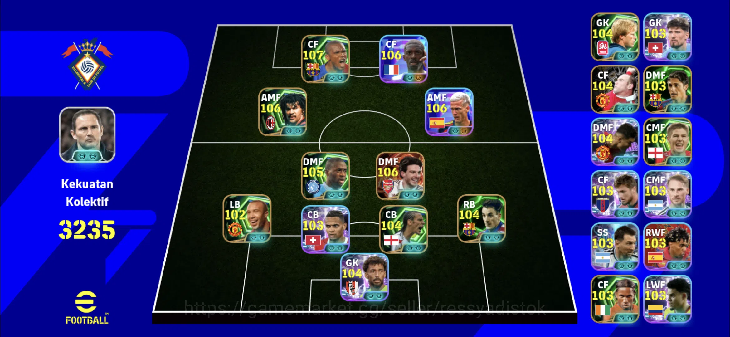 eFootball Accounts Legends & Iconic Players EFOOTBALL TOP TIER | BIGTIME D RICE,NEW CARD O DEMBELE,S ETOO,RUUD GULIT,COLE 1
