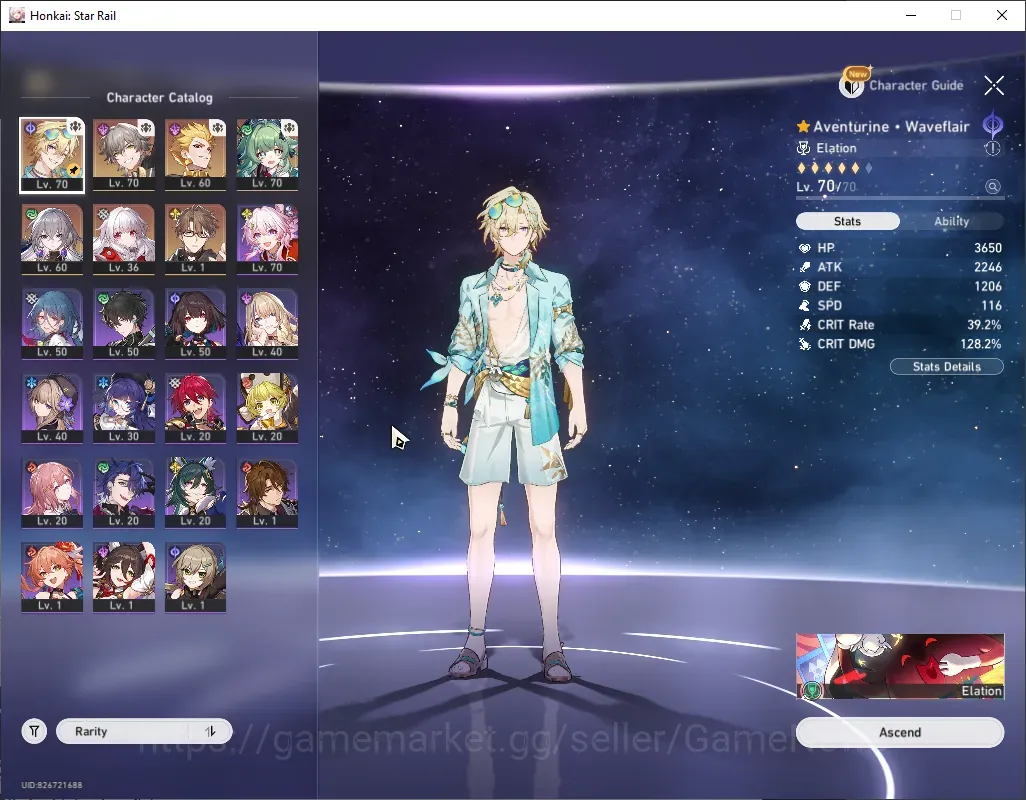 Honkai Star Rail Accounts Mid Game Asia|TL 59|3 Limited| Aventurine Waveflair E1,Huohuo,Gilgamesh +3 Standard Char|Male 1