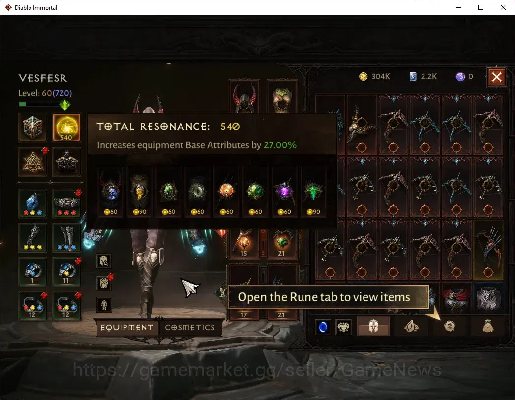 Diablo Immortal Accounts SA - Malah|CS ON|Lv60(720)|Demon Hunter|42k CR|Res image 4