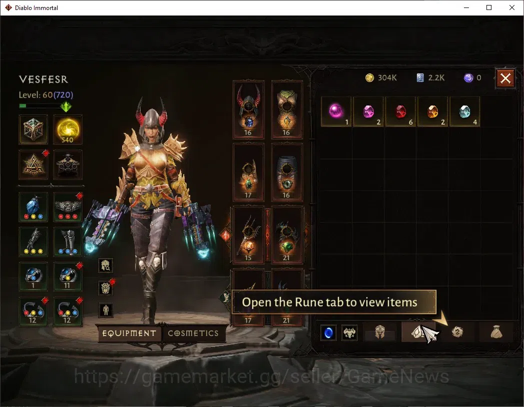 Diablo Immortal Accounts SA - Malah|CS ON|Lv60(720)|Demon Hunter|42k CR|Res image 6
