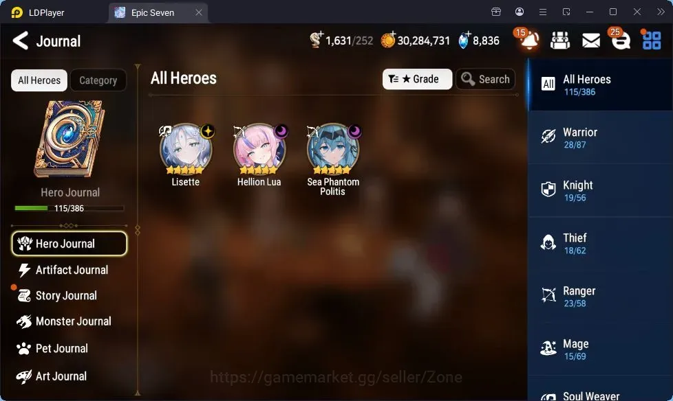 Epic Seven Accounts Starter Global Unverif|Best Starter|3 ML(Lisette,H.Lua,S.P.Politia)|PoH+Bless ON|SS 1.6K|Theater 1