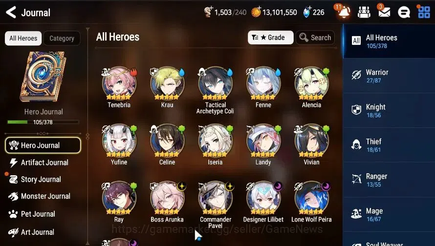 Epic Seven Accounts GLOBAL|UnVerif|5 ML(BArunka,CPavel,LW Peira,DLilib image 5