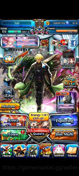 Grand Summoners Accounts Mid-Game Global|Rank 56|10 Ascend|WH
