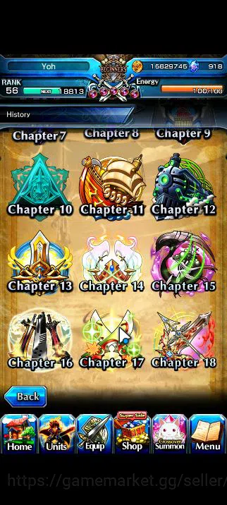 Grand Summoners Accounts Mid-Game Global|Rank 56|10 Ascend|WH 10