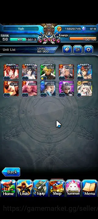 Grand Summoners Accounts Mid-Game Global|Rank 56|10 Ascend|WH 5