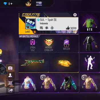 Free Fire Accounts INDONESIA | M1887 TROMPET - BUNDLE YIN YANG KUNING - VAULT BANYAK - IDAMAN