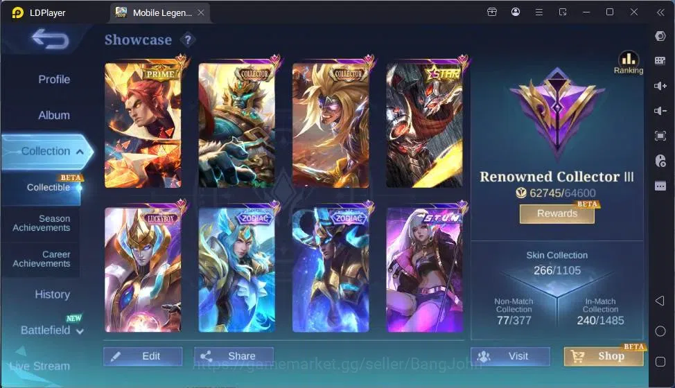 Mobile Legends: Bang Bang Accounts Global|Hero 132|Skin 266|Renowned|Collector Balmon image 16