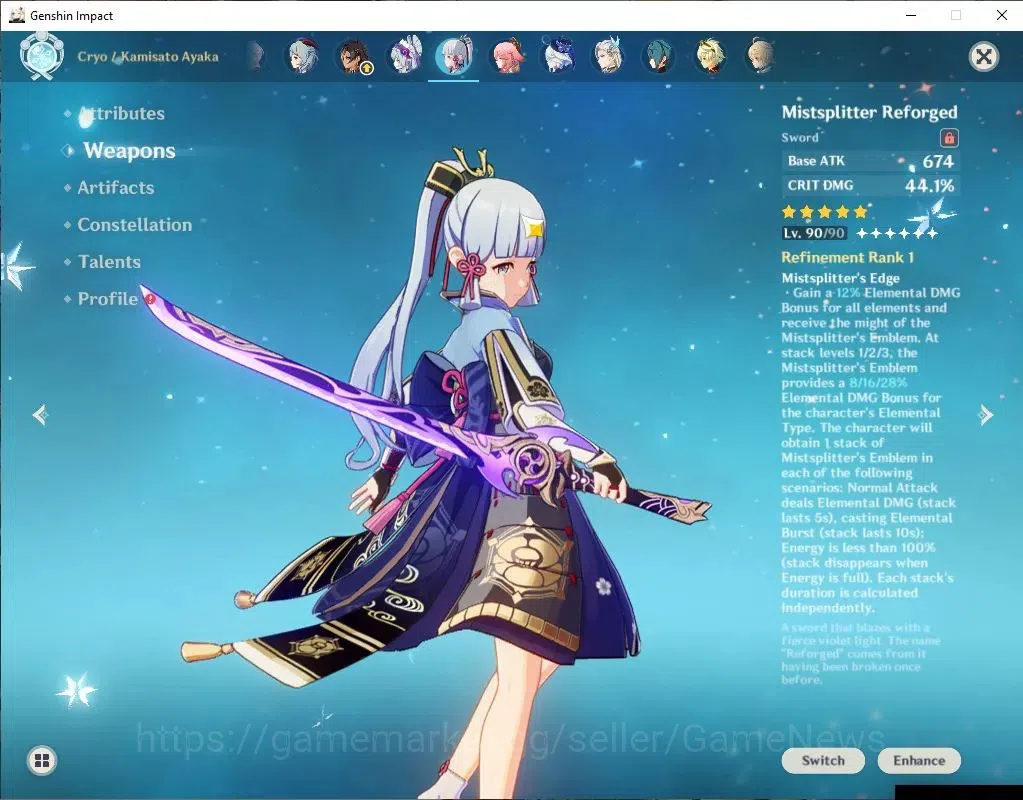 Genshin Impact Accounts ASIA | AR 56 | 9 Limit+4(*5WeP) | (Flins,AyakaC1)+ image 4