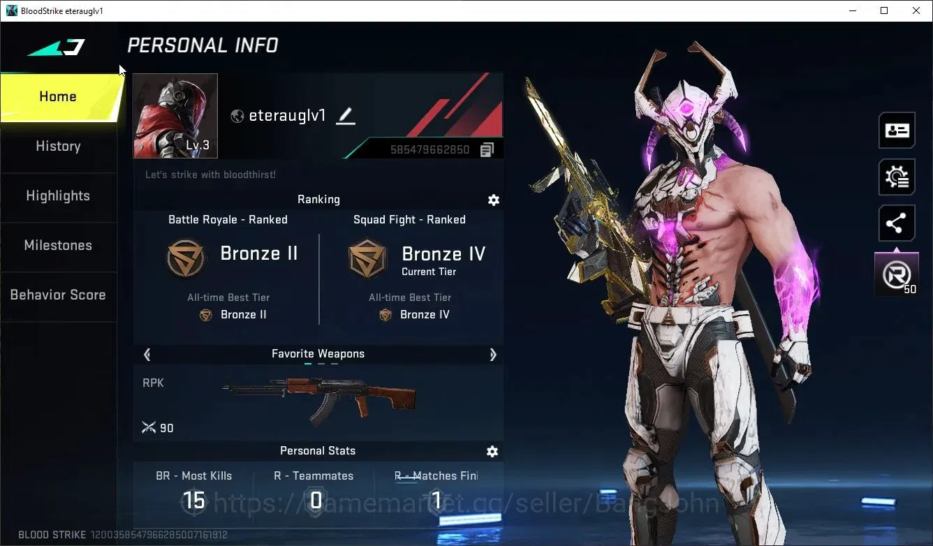 Blood Strike Accounts High-End ASIA |Eternal AUG - Empyrean|3 Legendary 1